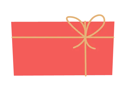 Illustration de cadeau rouge utilisée pour les menus des fêtes de fin d’année d’Anjou Saveurs.